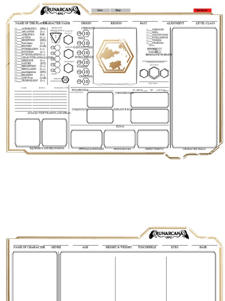 Character Profile Template for RPG | PDF | Role Playing Games ...
