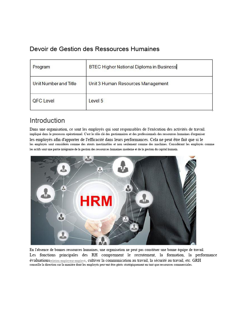 Gestion des Ressources Humaines : Stratégies et Rôles | PDF | Gestion ...