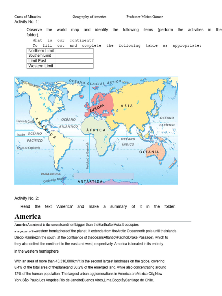 Geography of America | PDF | Continent | North America