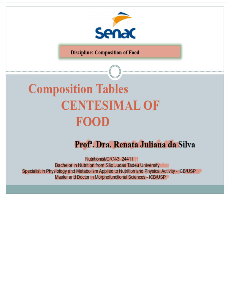 CA - Lesson 6 Composition Tables | PDF | Steak | Foods