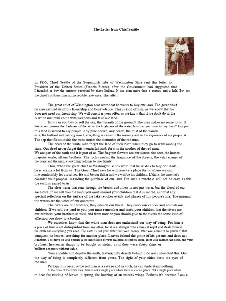Chief Seattle's Letter on Land and Nature | PDF