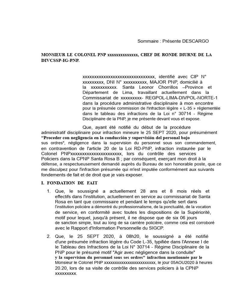 Contestation d'une infraction PNP L-35 | PDF | Constitution | Droits ...