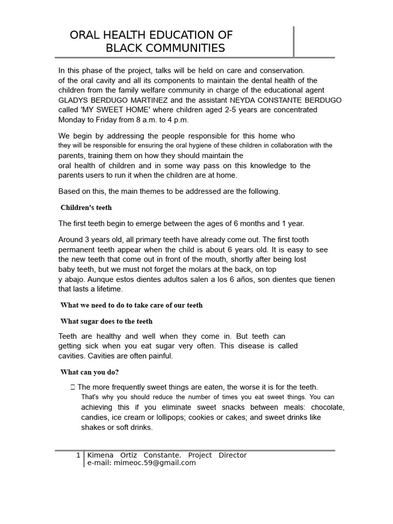 Oral Health Education for Black Children | PDF | Oral Hygiene | Human Tooth