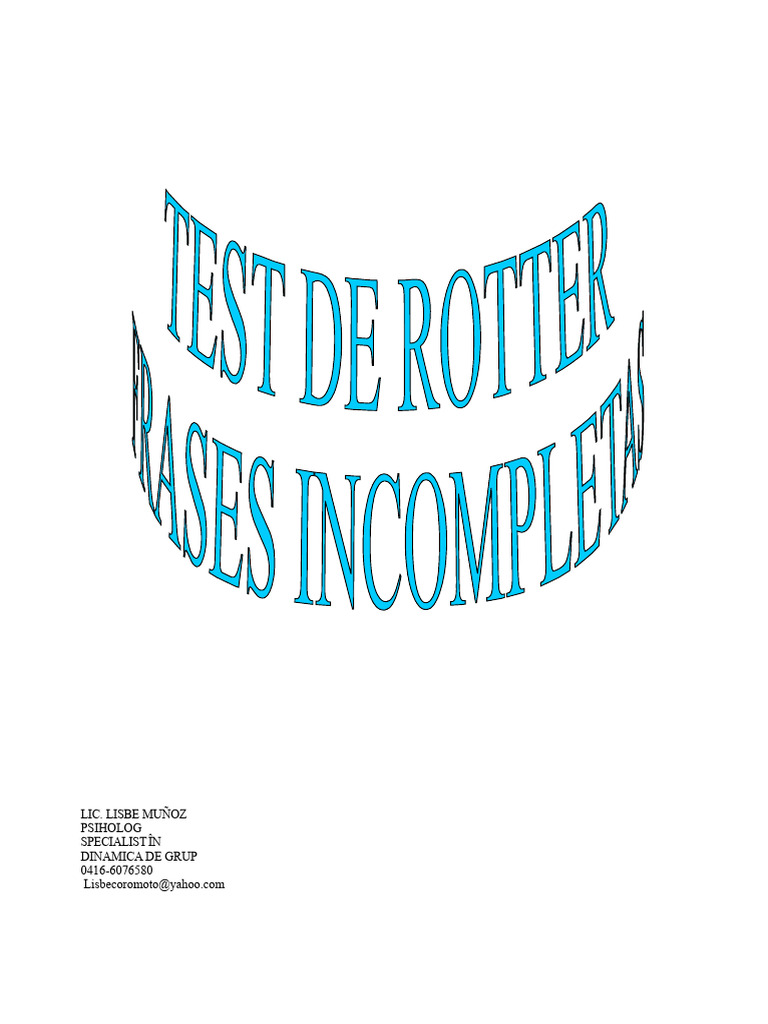 Manualul Testului Rotter | PDF