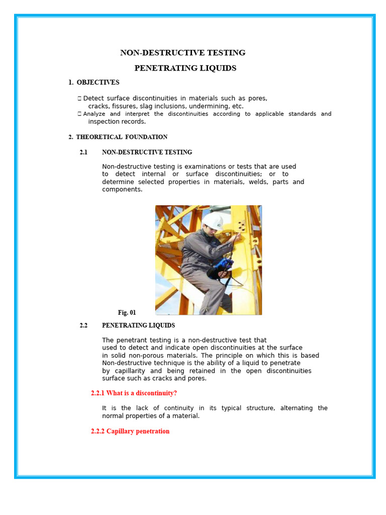 Non-Destructive Testing with Penetrating Liquids | PDF | Nondestructive ...