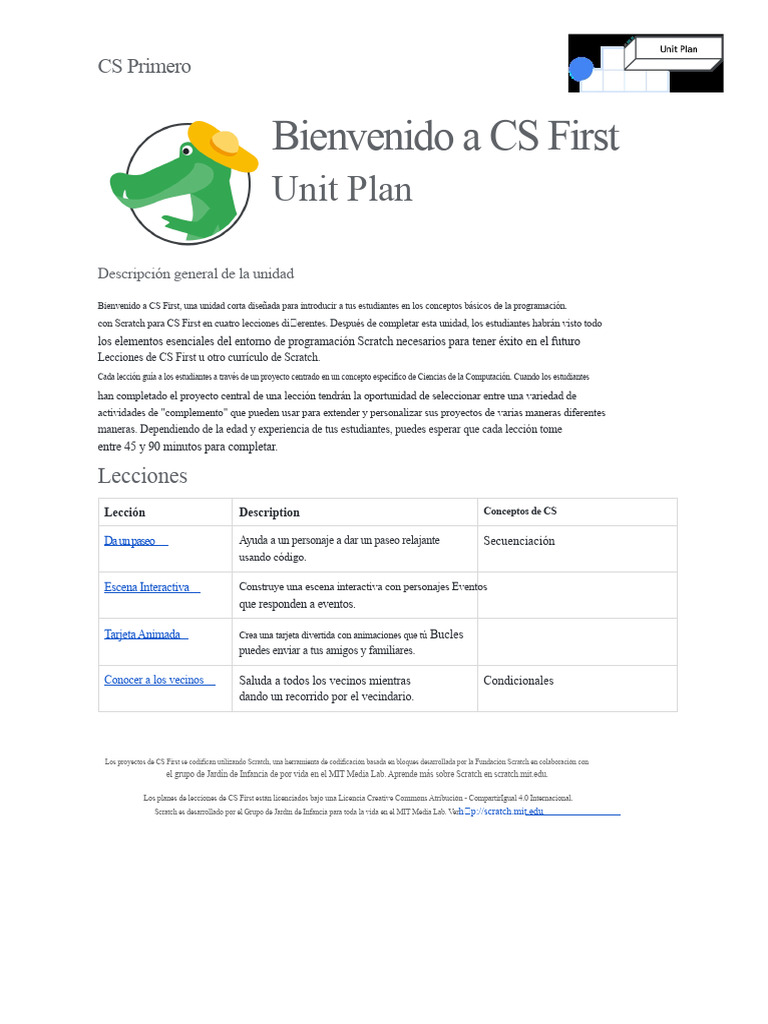Introducción a CS First con Scratch | PDF | Scratch (lenguaje de ...