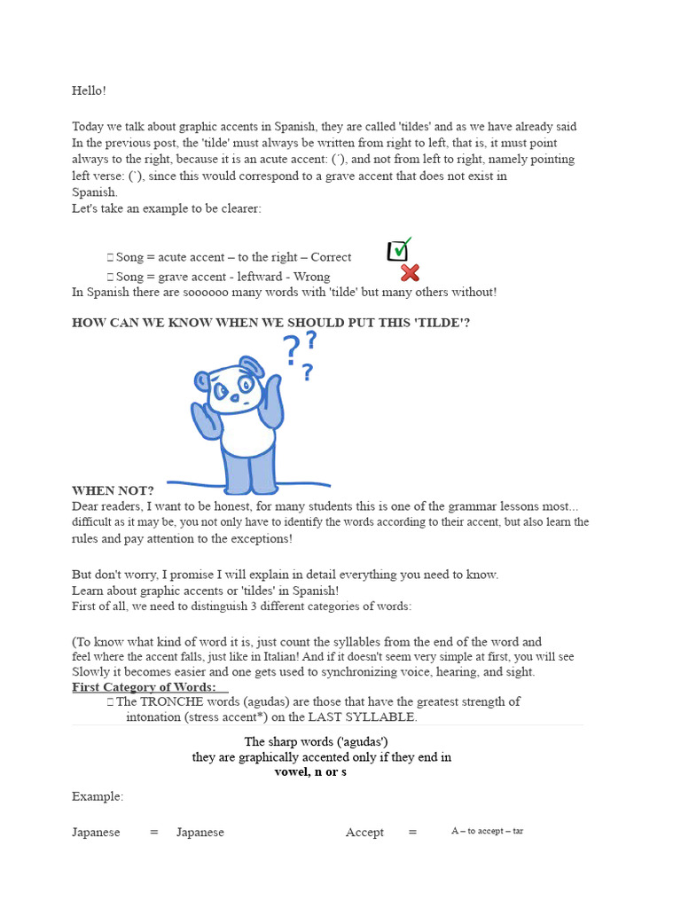 Understanding Spanish Tildes and Accents | PDF | Stress (Linguistics ...