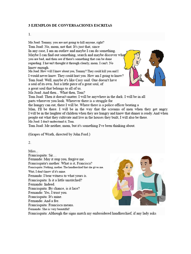 Ejemplos de Conversaciones Escritas | PDF