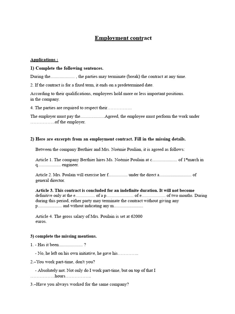Employment Contract Template Guide | PDF | Employment | Industrial ...