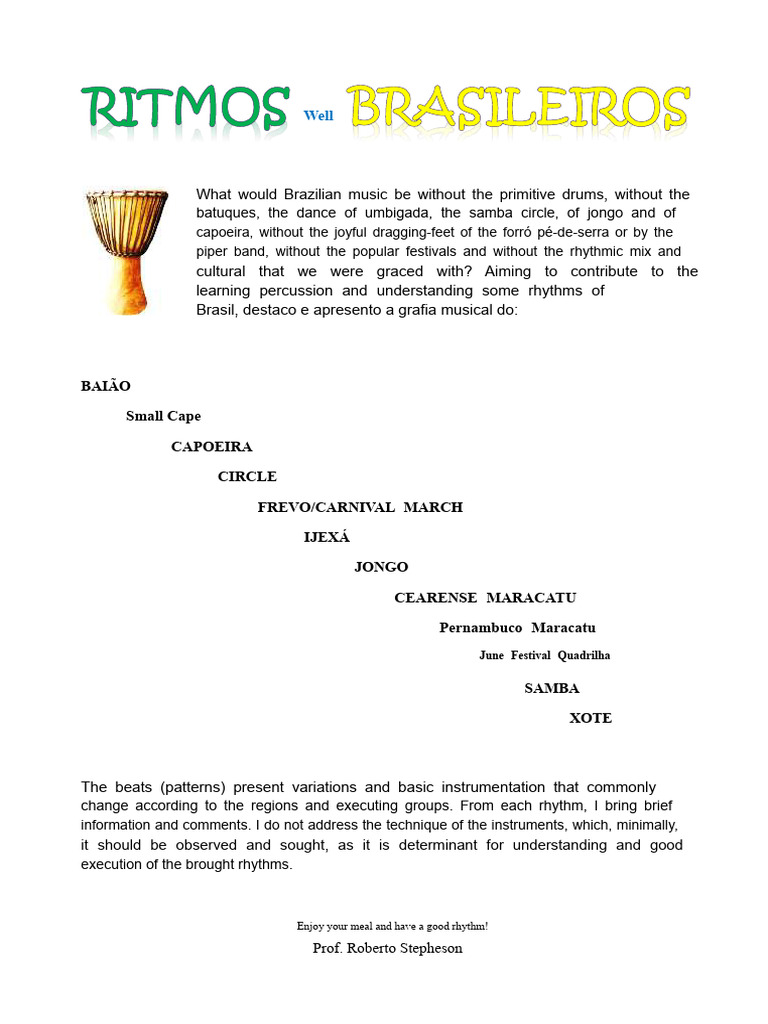 Brazilian Rhythms: A Cultural Guide | PDF | Musicology | Performing Arts