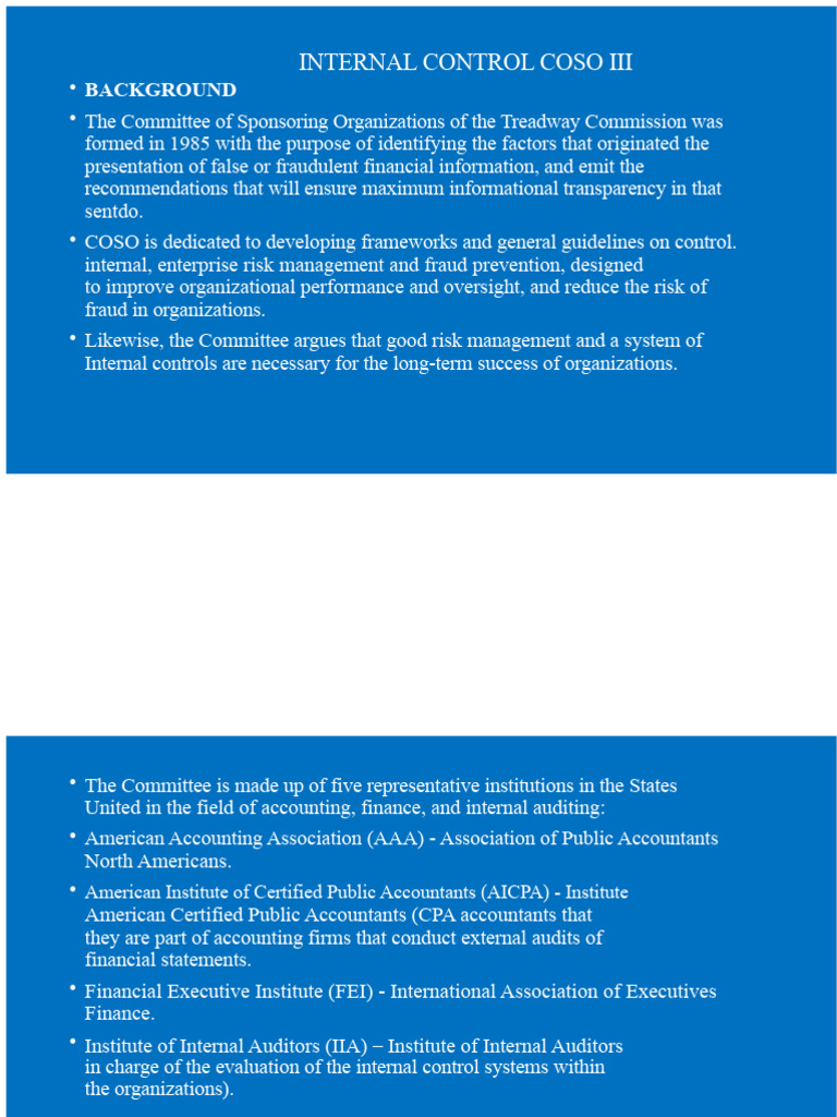 COSO III Internal Control Framework Overview | PDF | Internal Control ...