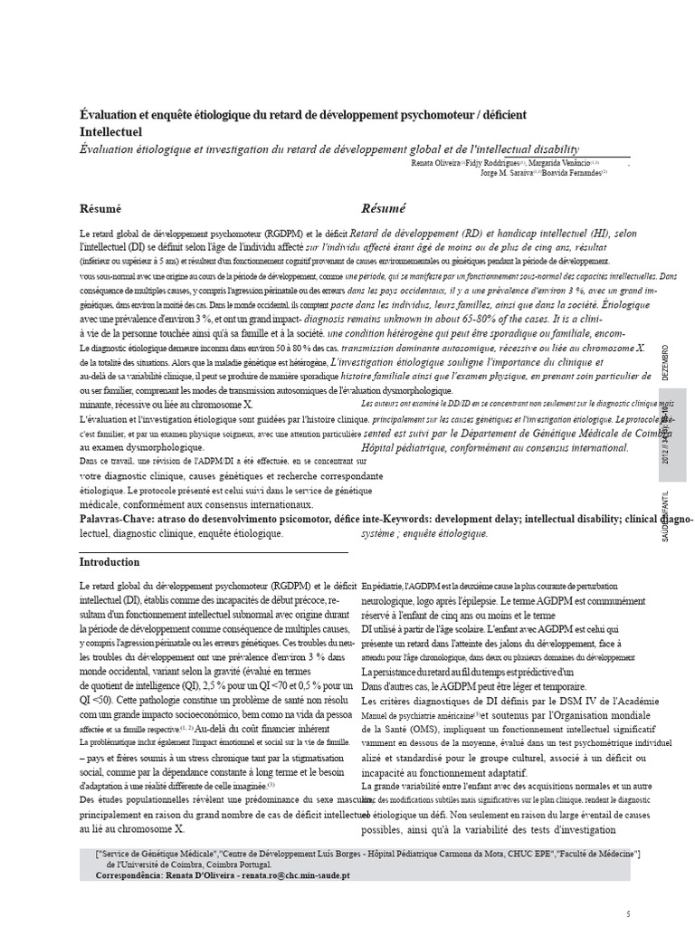 Évaluation du retard de développement intellectuel | PDF | Mutation ...
