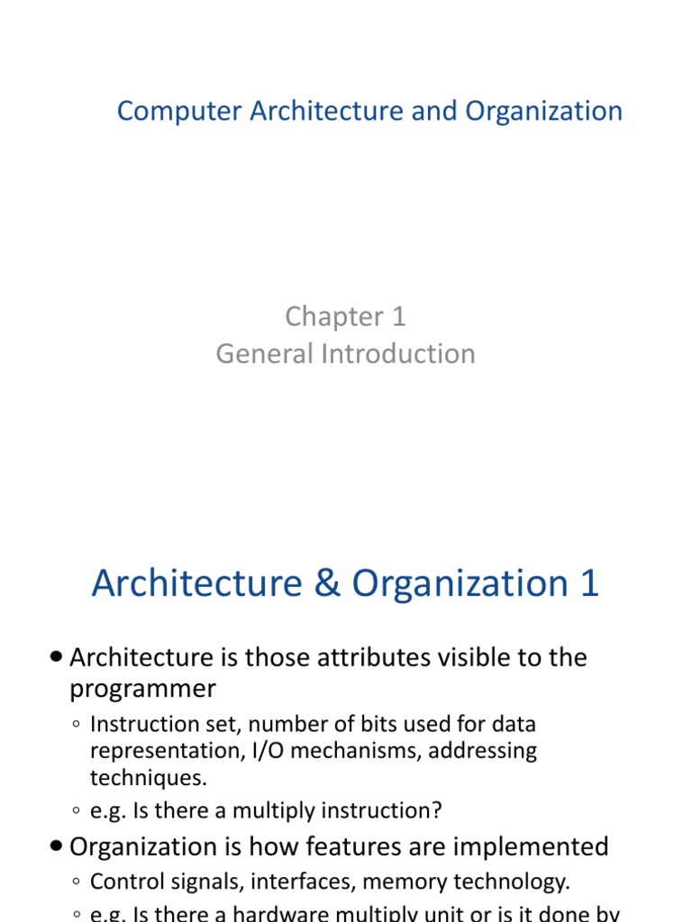 Computer Architecture and Organization: General Introduction | PDF ...