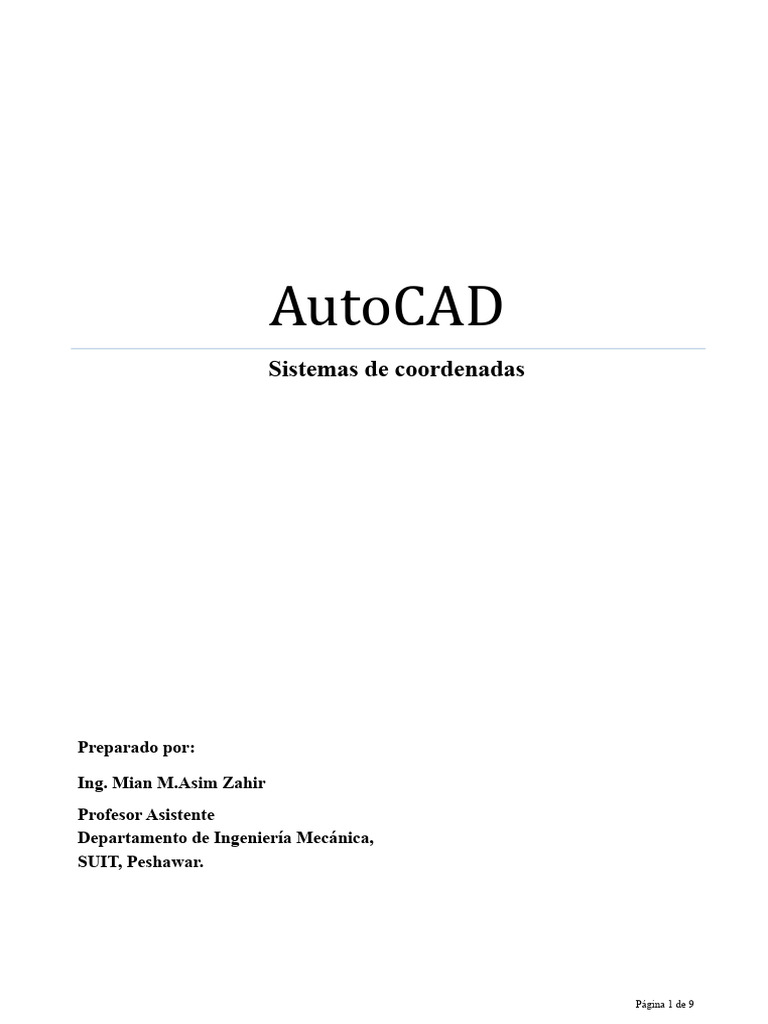 Sistemas de Coordenadas en AutoCAD | PDF | Sistema coordinado | Cad ...