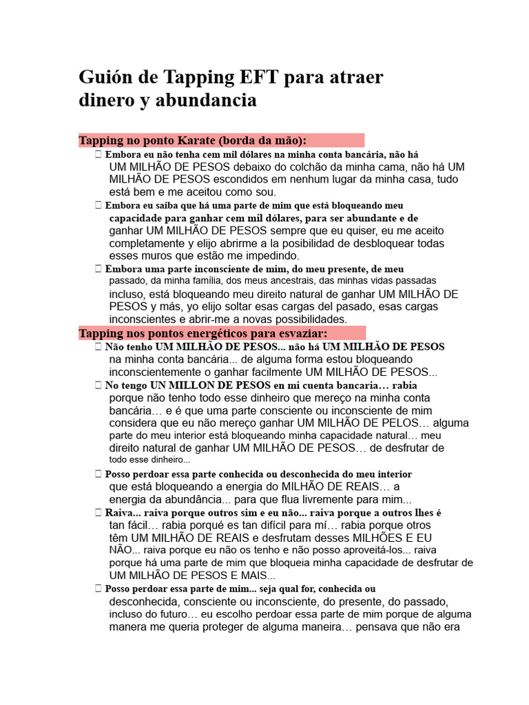 Tapping EFT para Atrair Abundância | PDF | Universo | Mecânica Quântica