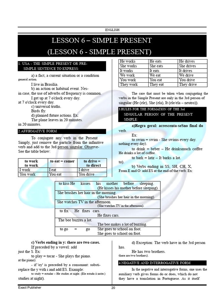 06-Lesson 6 Simple Present | PDF | Subject (Grammar) | Grammatical Number