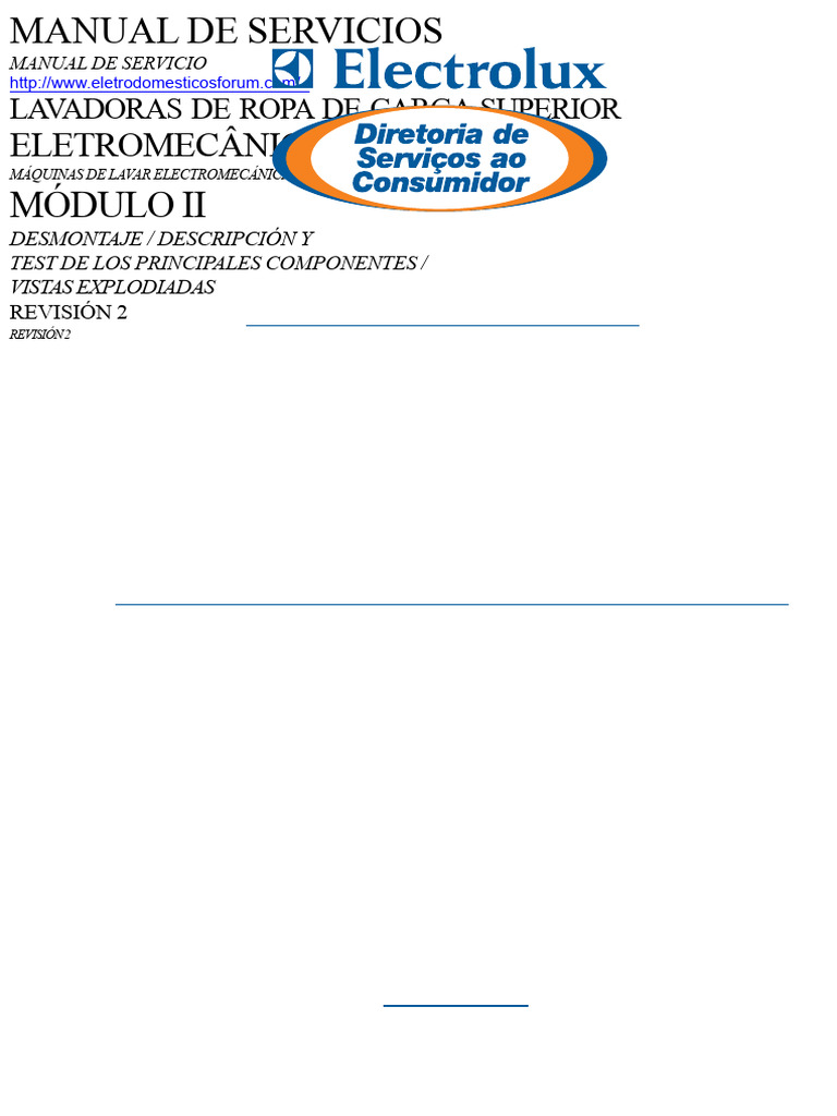 Manual de Servicio Lavadoras Electrolux | PDF | Lavadora | Electrónica