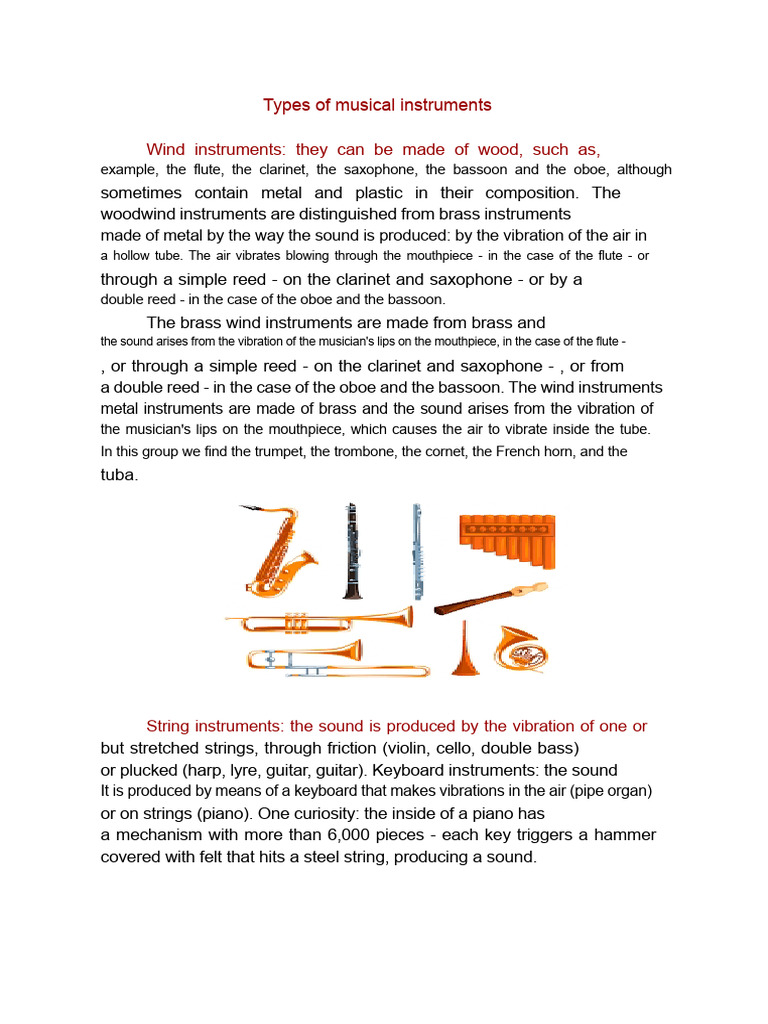Overview of Musical Instrument Types | PDF | Musical Instruments ...