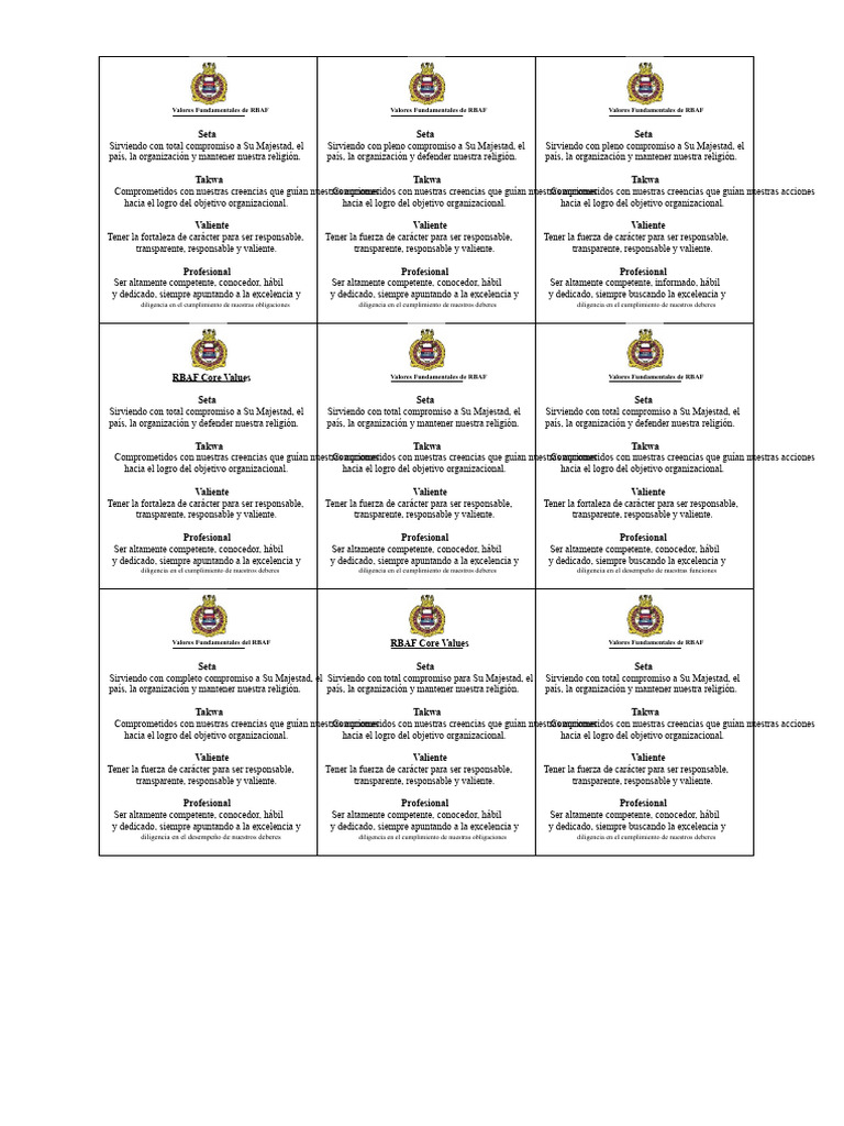 Valores Fundamentales del RBAF | PDF