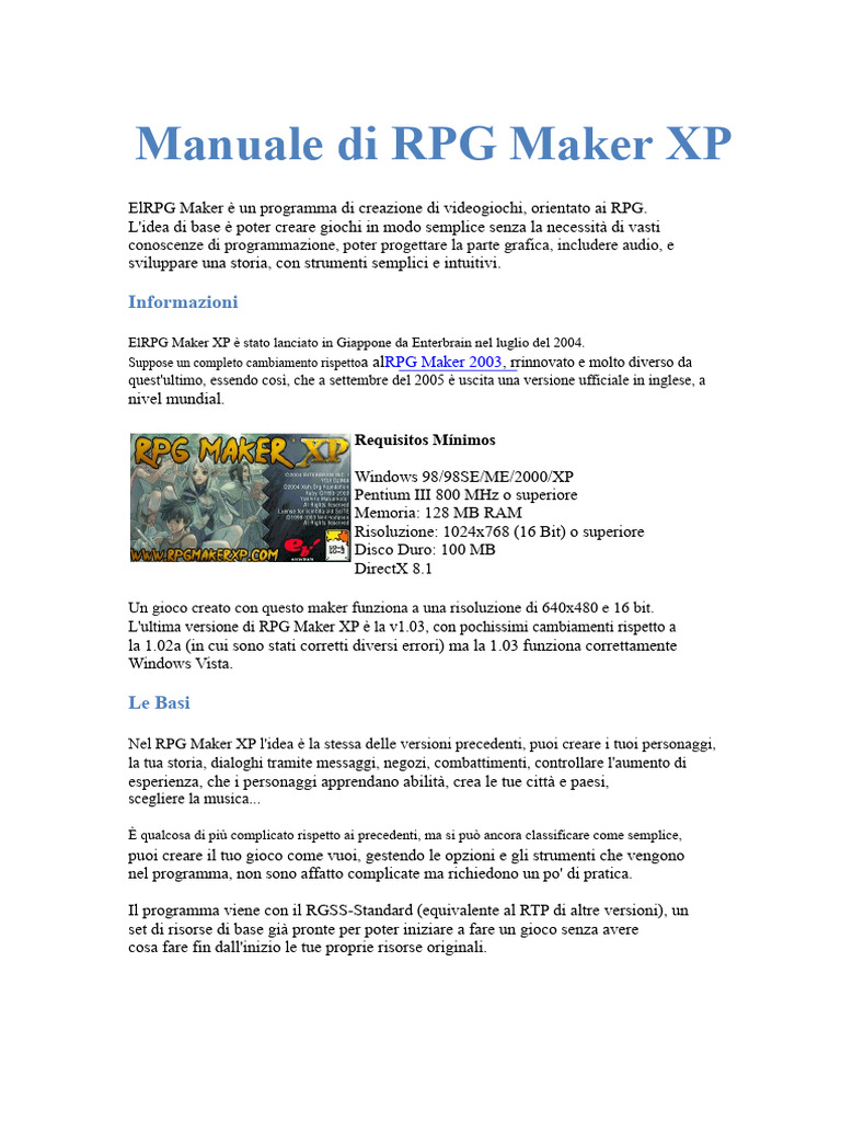 Manuale Di RPG Maker XP | PDF