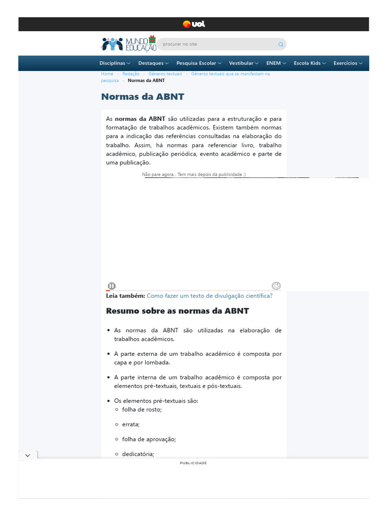 Normas ABNT para Trabalhos Acadêmicos | PDF | Abstract (resumo) | Citação