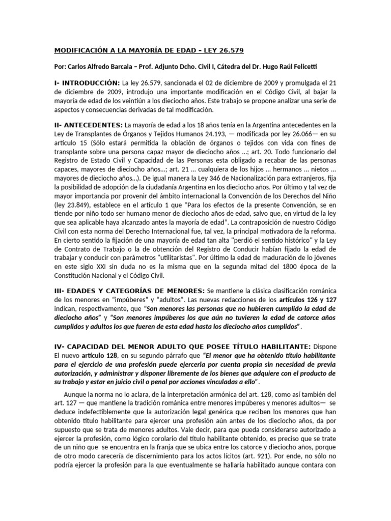 Ley 26.579: Cambios en Mayoría de Edad | PDF | Matrimonio | Anulación