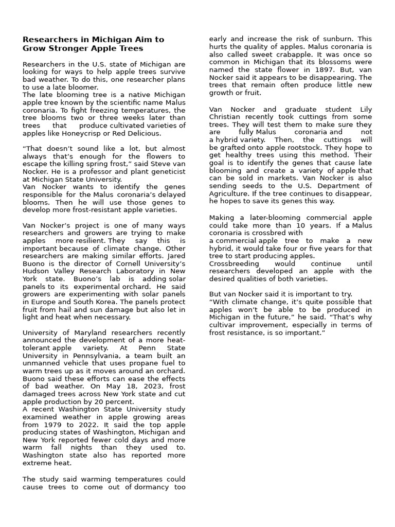 Apple Trees Reading | PDF