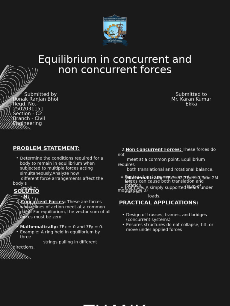 Equilibrium of Concurrent and Non-Concurrent Forces | PDF