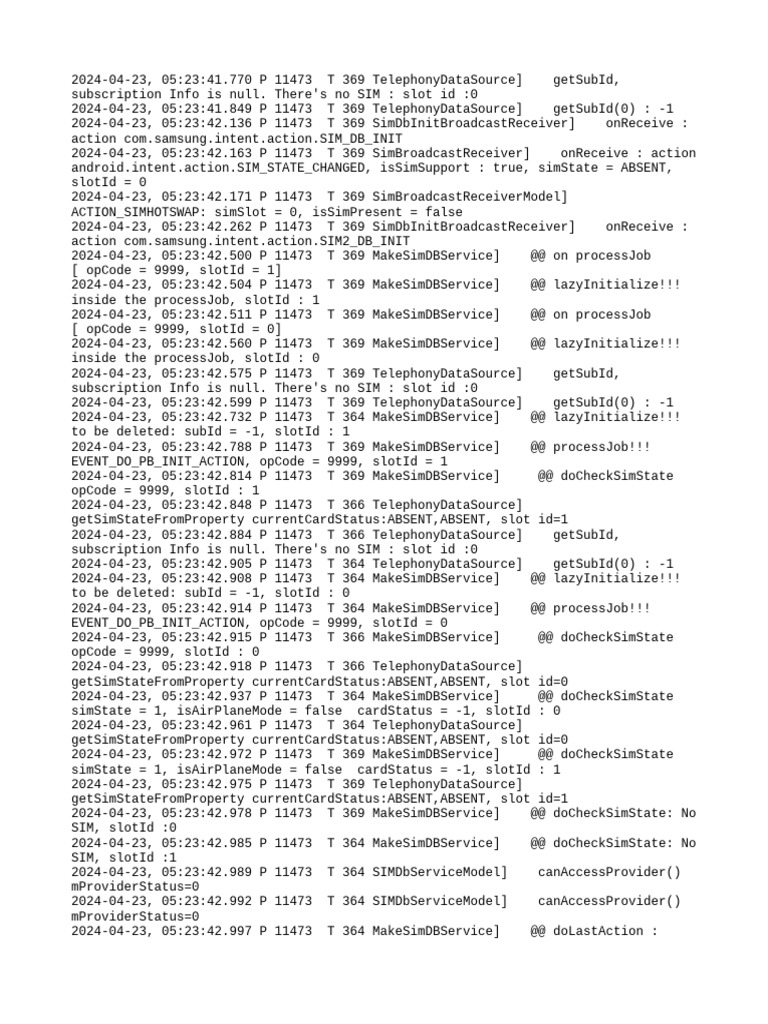SIM State and Initialization Logs | PDF