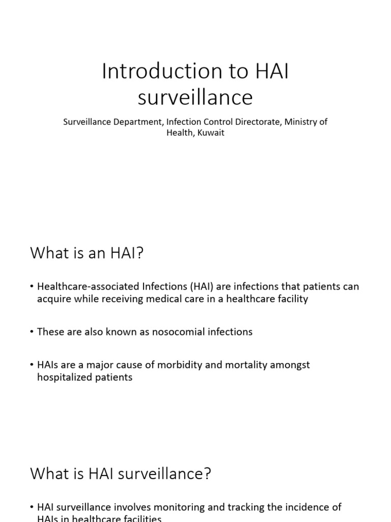 Introduction To HAI Surveillance | PDF | Infection | Hospital Acquired ...