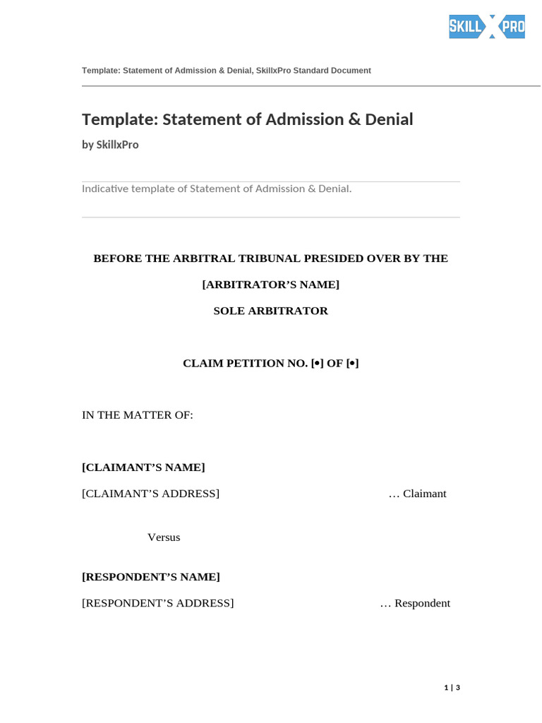 32 +Template +Statement+of+Admission+&+Denial | PDF