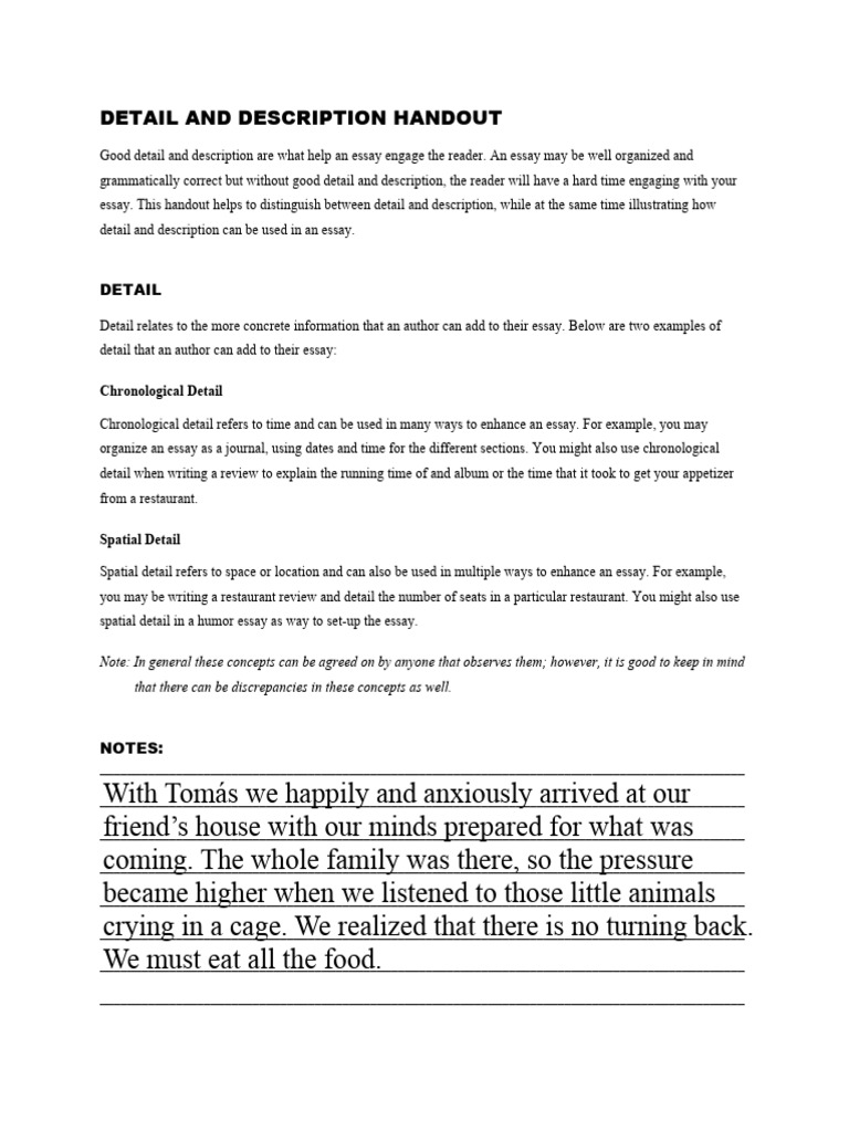 Enhancing Essays with Detail and Description | PDF | Senses | Essays