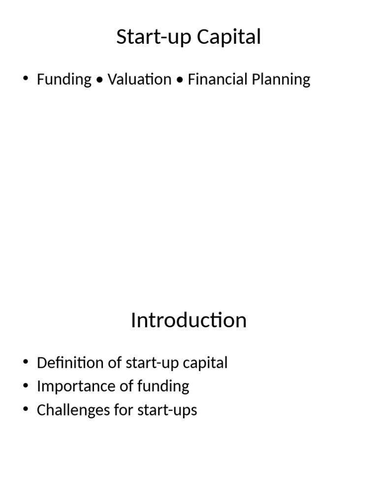 Start-up Capital: Funding & Valuation Guide | PDF