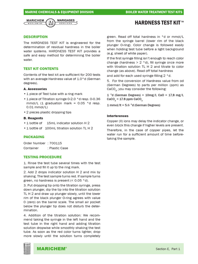 HARDNESS TEST KIT | PDF | Titration | Chemistry