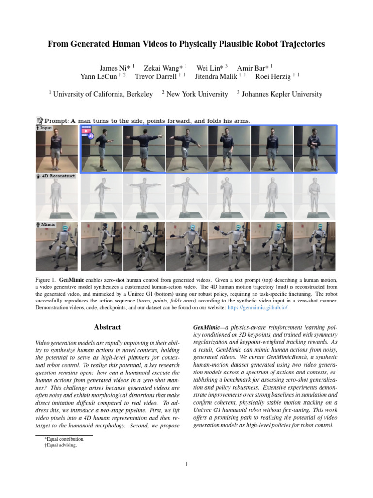 GenMimic: Zero-Shot Robot Motion Mimicry | PDF | Simulation | Robotics