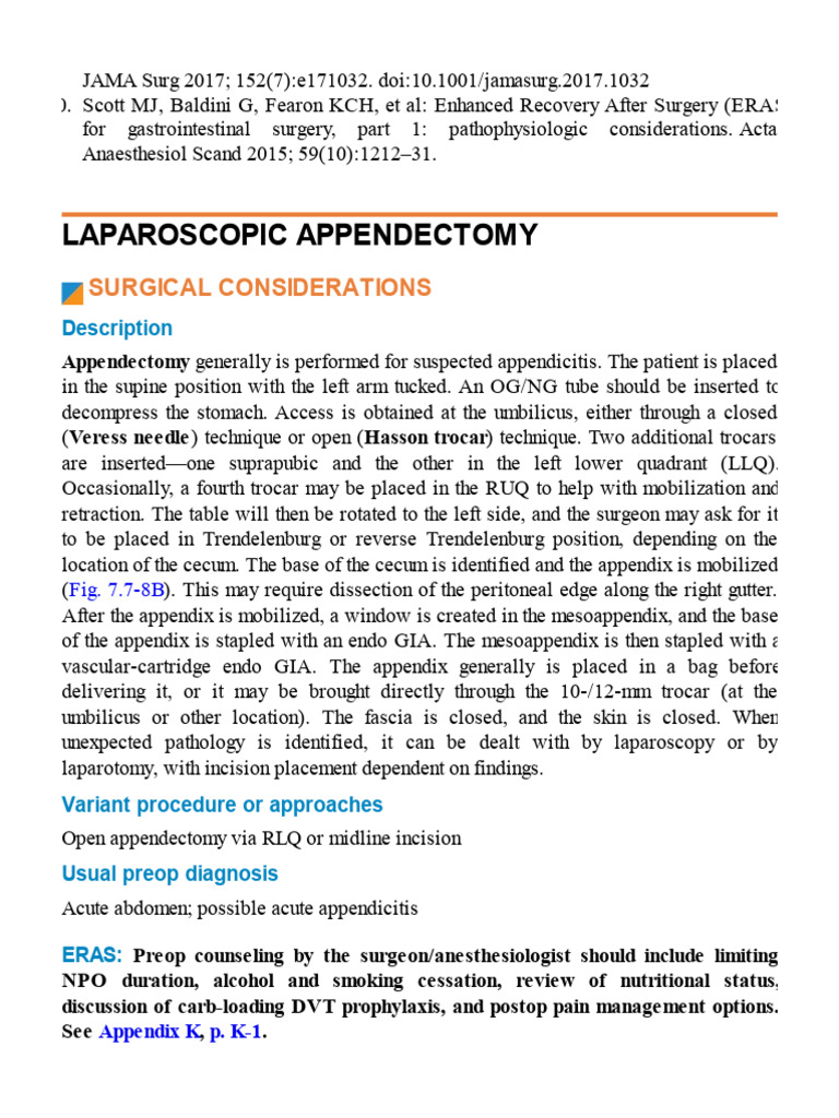 Laparoscopic Appendectomy Overview | PDF | Medical Procedures | Medical ...