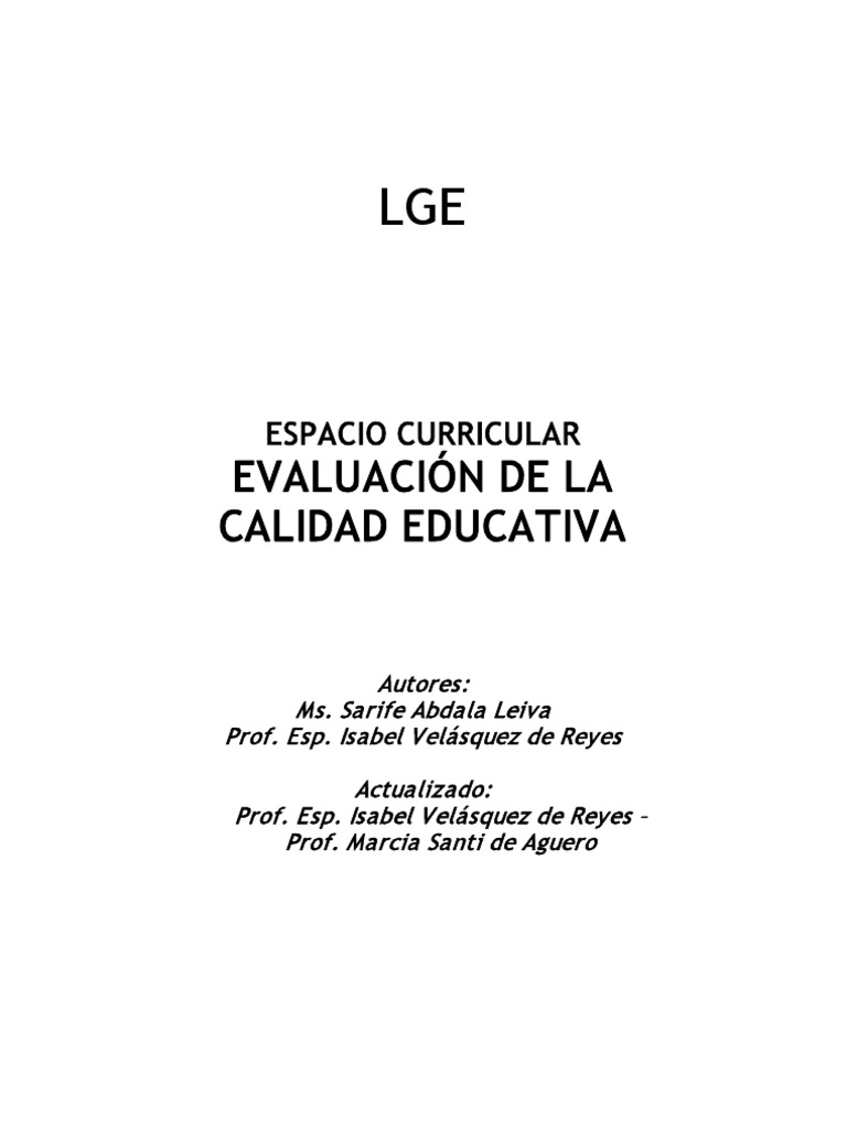 Evaluación de la Calidad Educativa | PDF | Calidad (comercial) | Evaluación