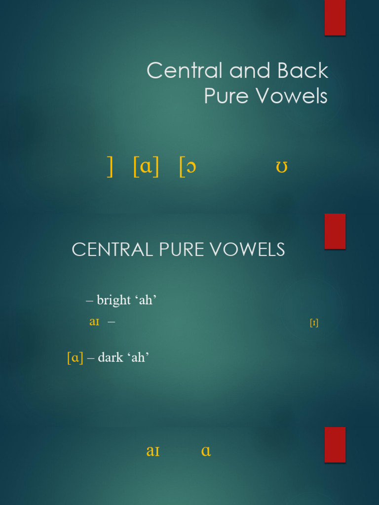 Central and Back Pure Vowels Guide | PDF