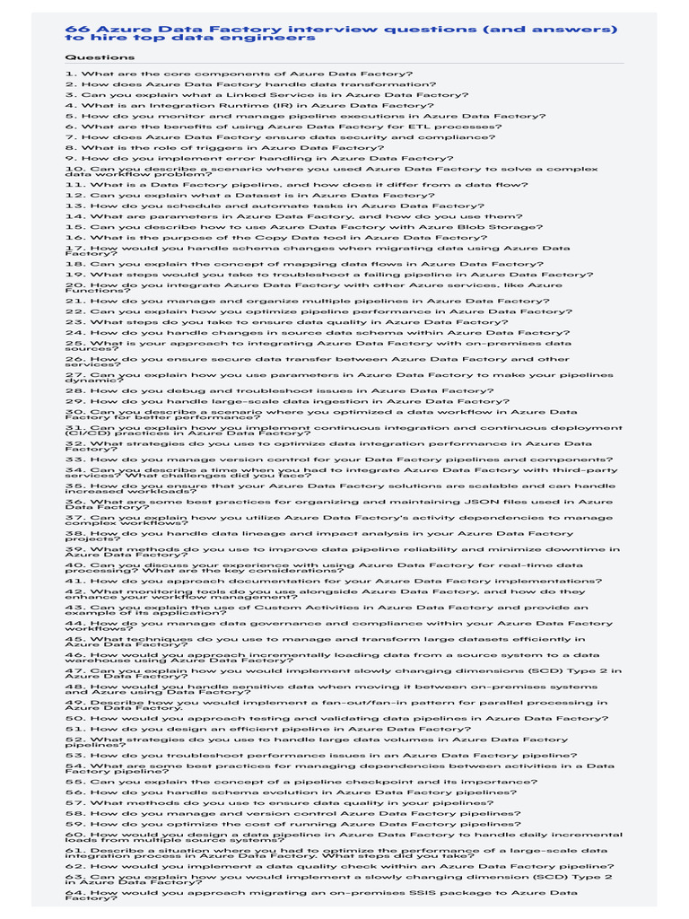 Azure Data Factory Interview Questions | PDF | Workflow | Conceptual Model