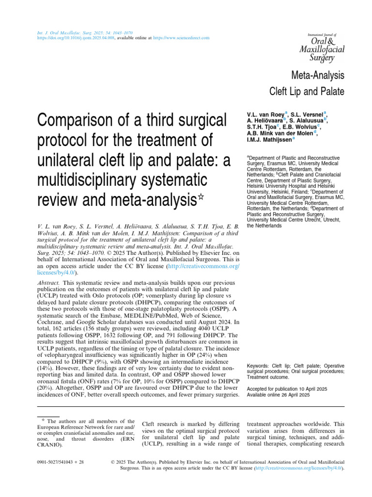 Meta-Analysis of UCLP Surgical Protocols | PDF | Meta Analysis | Face