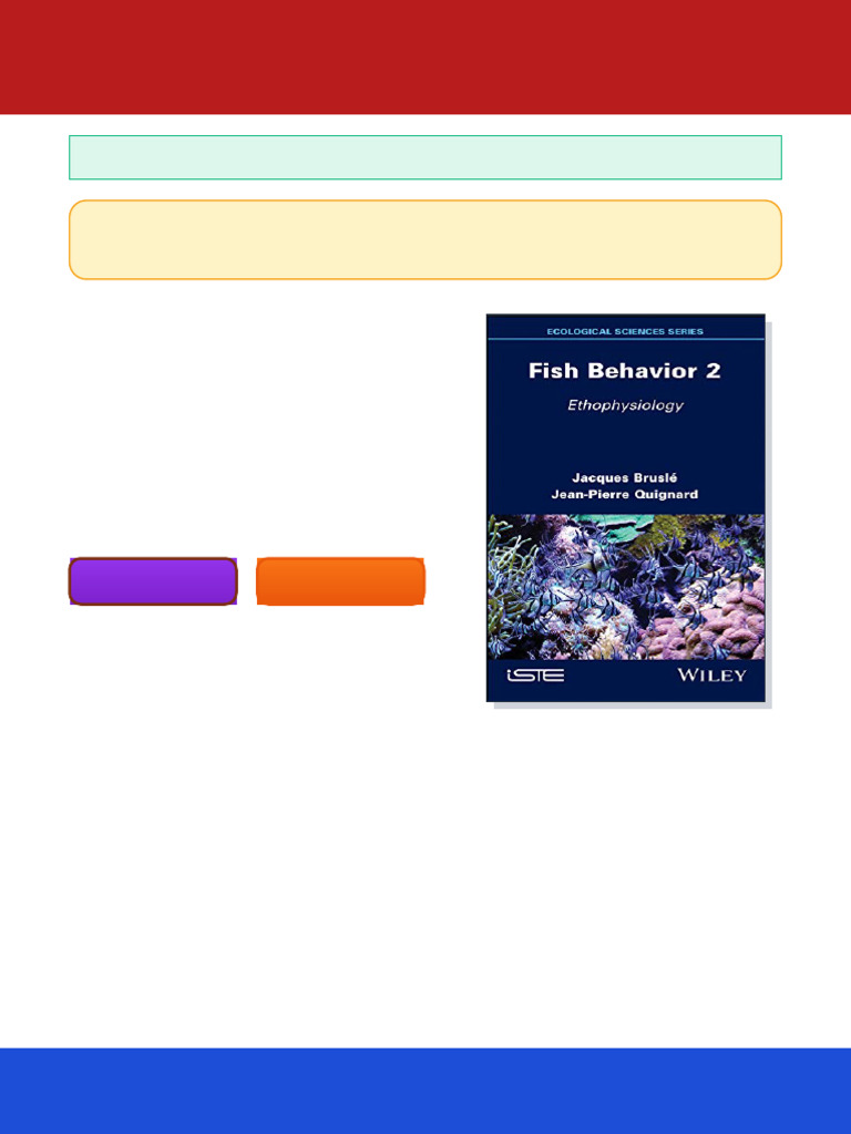 Fish Behavior 2 Ethophysiology Ecological Sciences Series 2nd Edition ...