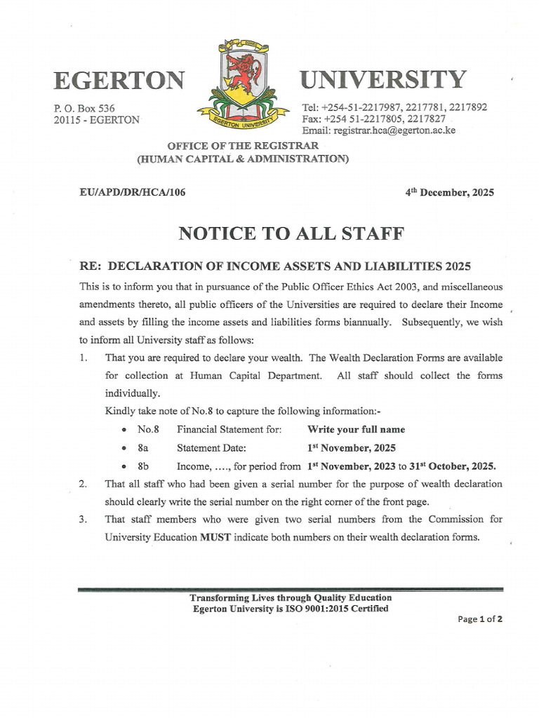 Revised Notice On Wealth Declaration Forms | PDF