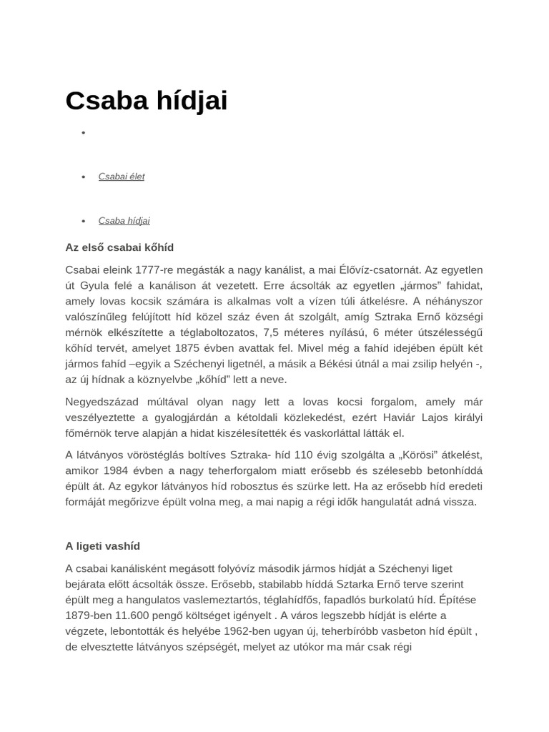 Csaba Hídjai | PDF
