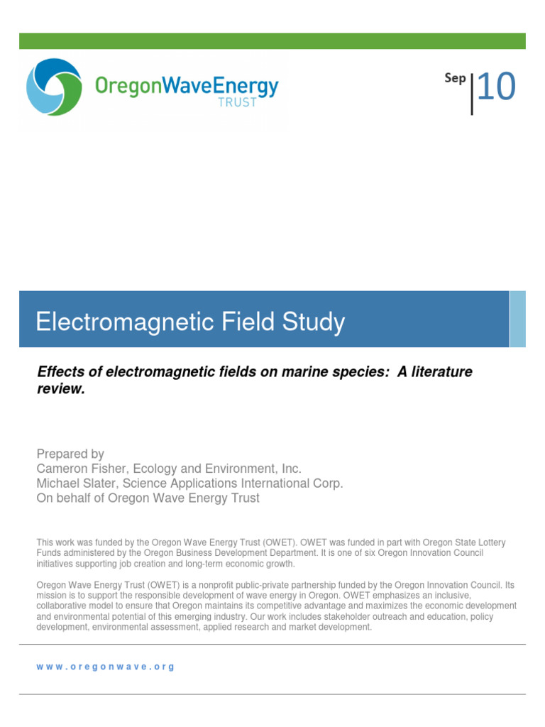 Effects of Electromagnetic Fields On Marine Species | PDF | Magnetic ...