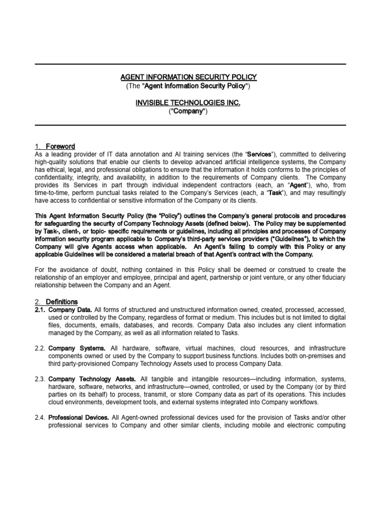 Agent Information Security Policy Guide | PDF | Information Security ...