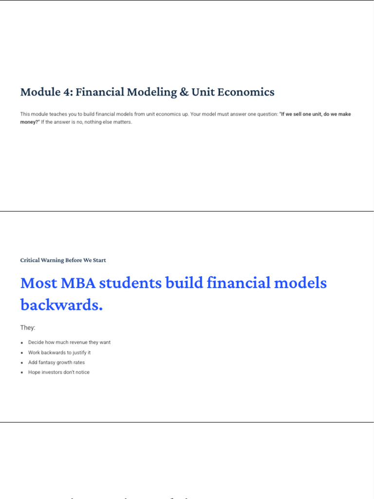 Financial Modeling & Unit Economics Guide | PDF | Gross Margin ...