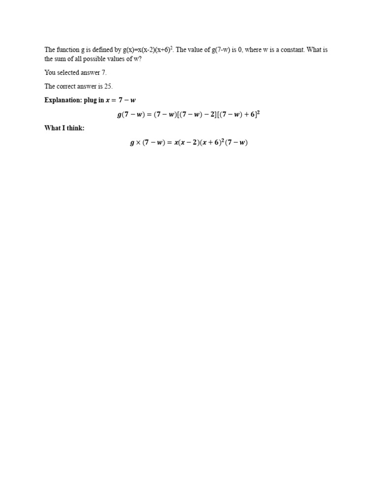 Solve g(7-w) = 0 for w | PDF