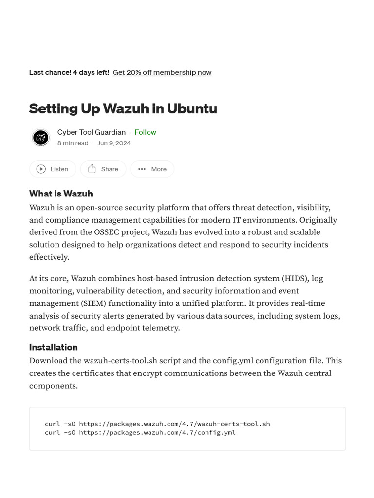 Setting Up Wazuh on Ubuntu Guide | PDF | Computer Security | Security