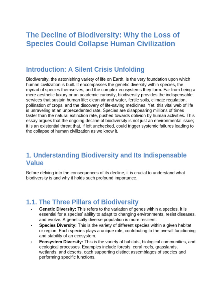 Biodiversity Loss Threatens Human Society | PDF | Biodiversity | Ecosystem