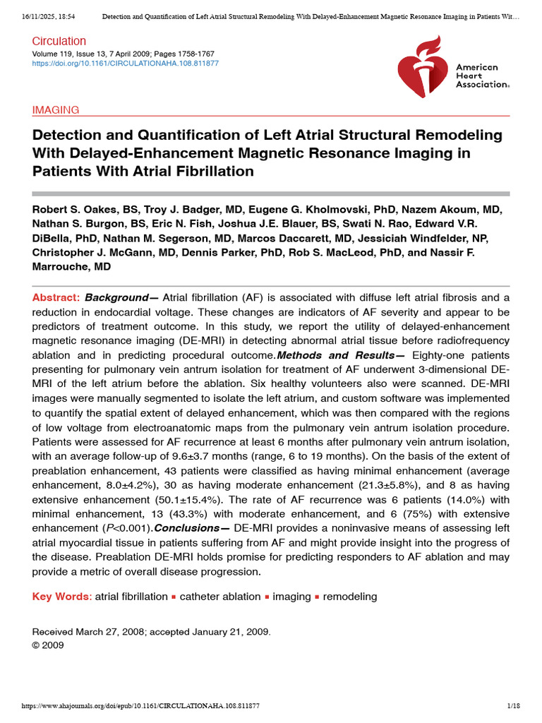 Detection and Quantification of Left Atrial Structural | PDF | Magnetic ...